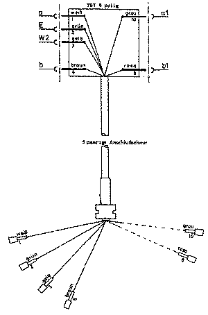 Telefonstecker TST 6 pol. mit 3 paariger Anschluss-Schnur